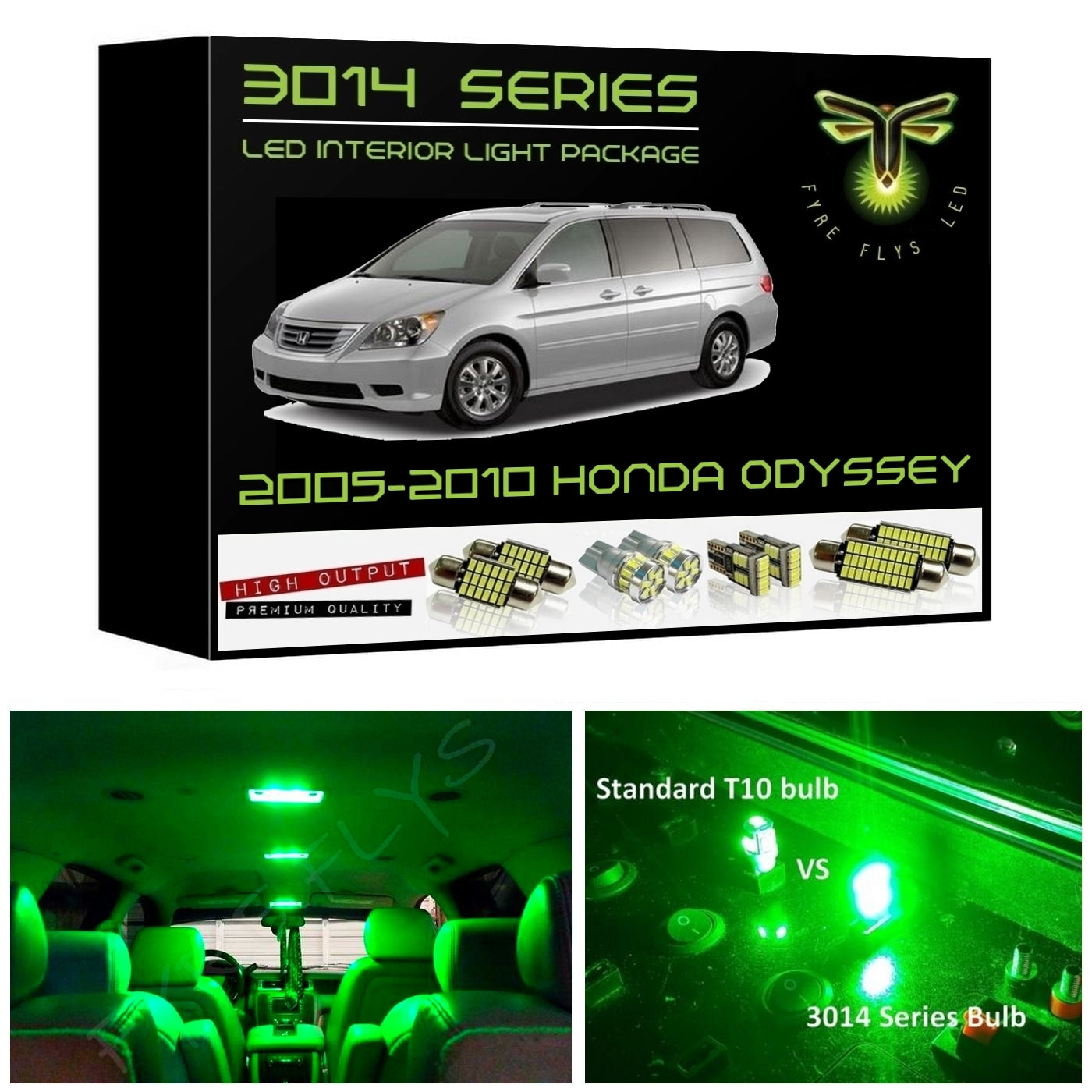 2005-2010 Honda Odyssey Super Bright 3014 Series LED interior light kit