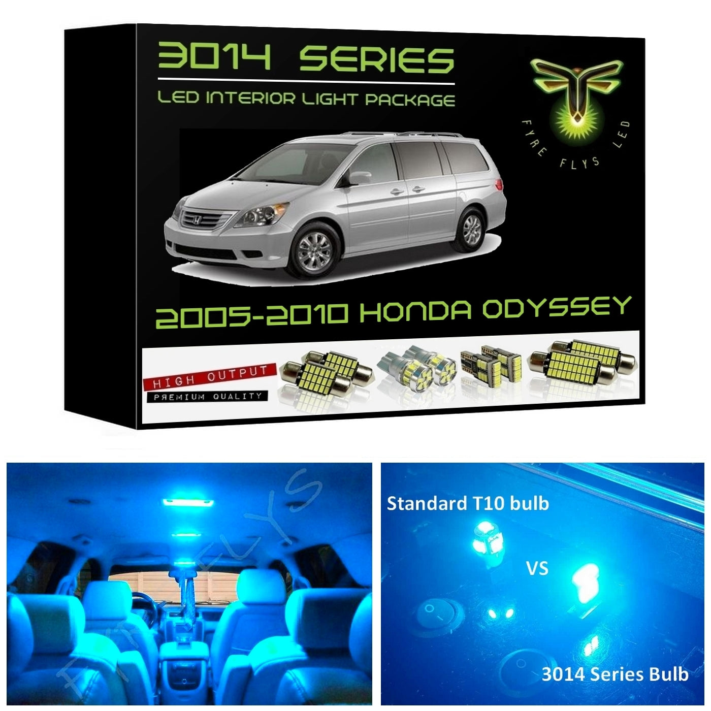 2005-2010 Honda Odyssey Super Bright 3014 Series LED interior light kit