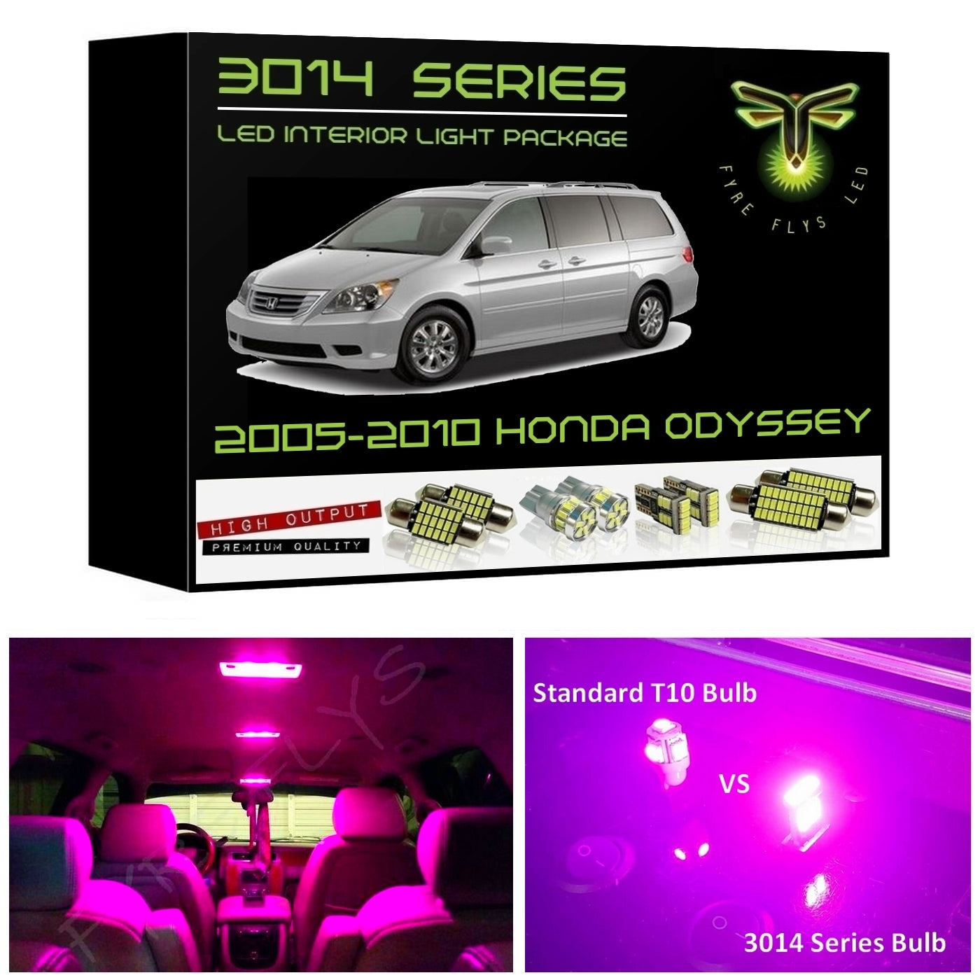 2005-2010 Honda Odyssey Super Bright 3014 Series LED interior light kit