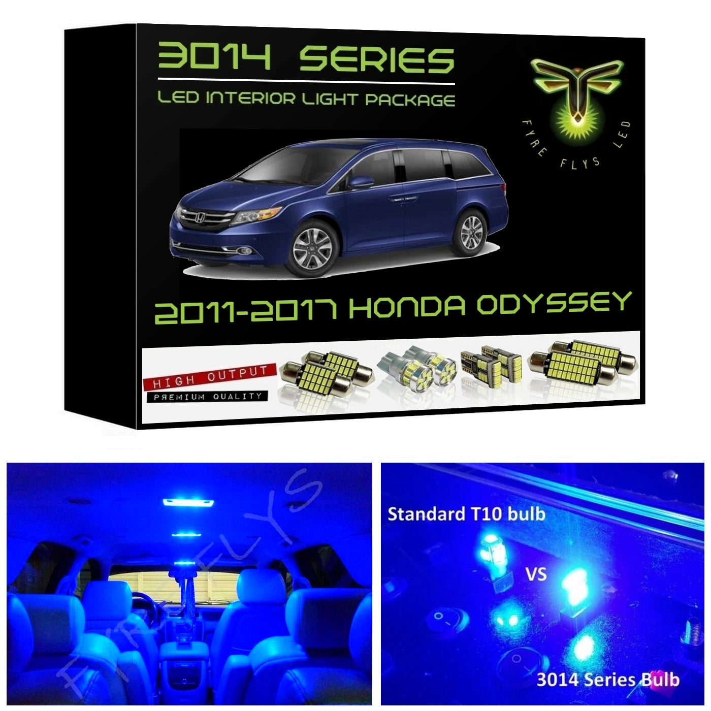 2011-2017 Honda Odyssey Super Bright 3014 Series LED interior light kit