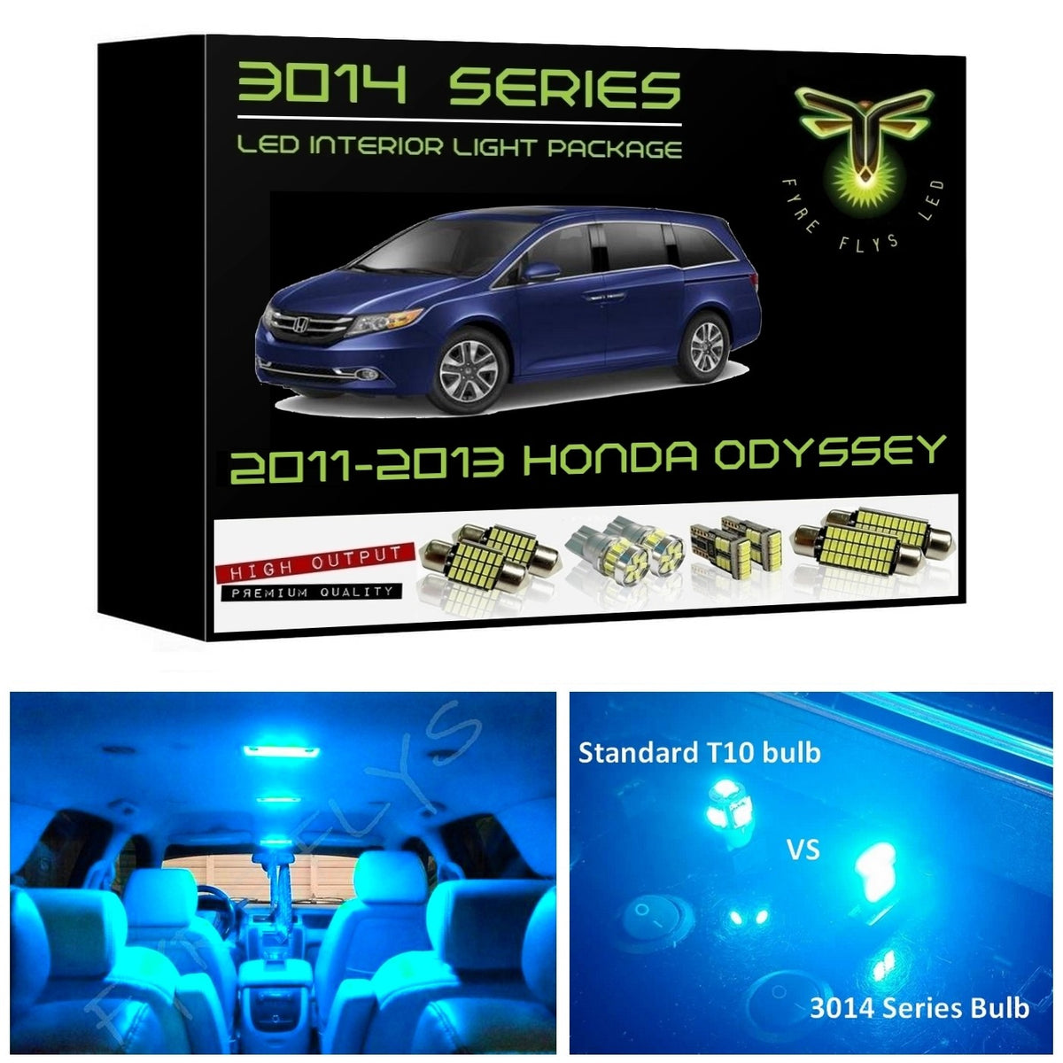 2011-2013 Honda Odyssey Super Bright 3014 Series LED interior light kit