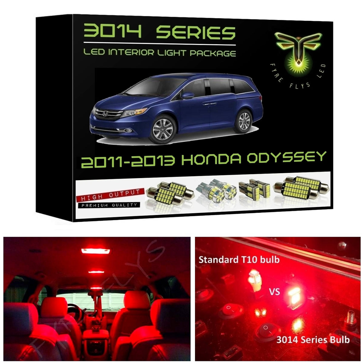 2011-2013 Honda Odyssey Super Bright 3014 Series LED interior light kit