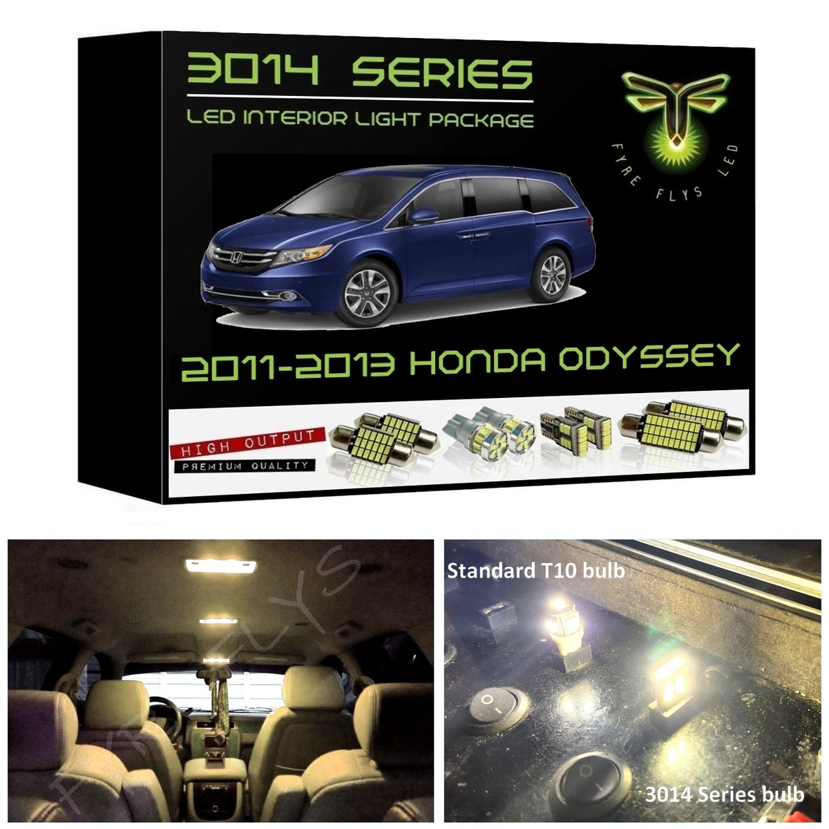 2011-2013 Honda Odyssey Super Bright 3014 Series LED interior light kit