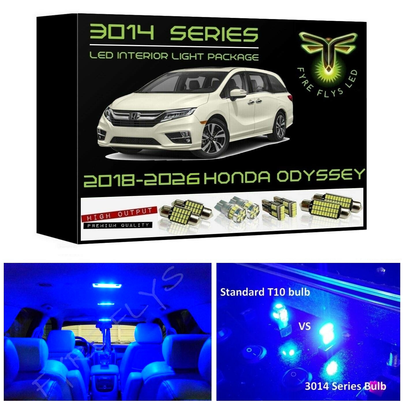 2018-2026 Honda Odyssey Ultra Bright LED interior light kit 3014 Series