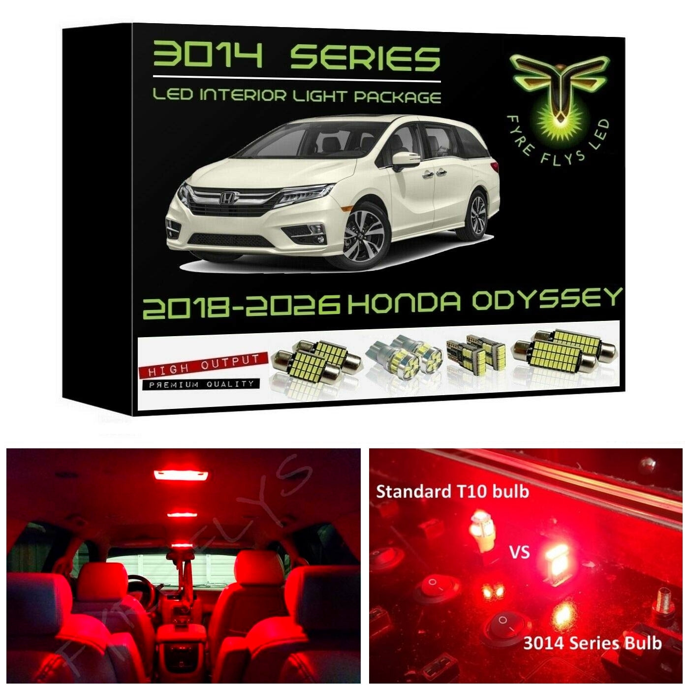 2018-2026 Honda Odyssey Ultra Bright LED interior light kit 3014 Series