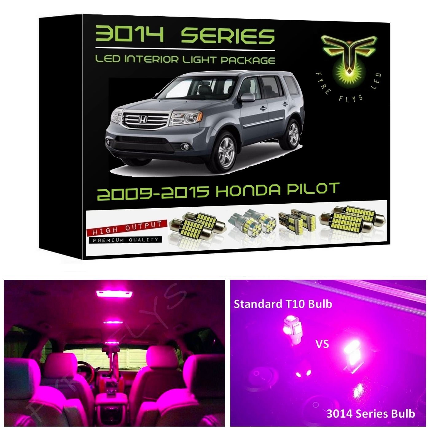 2009-2015 Honda Pilot Super Bright 3014 Series LED interior light kit