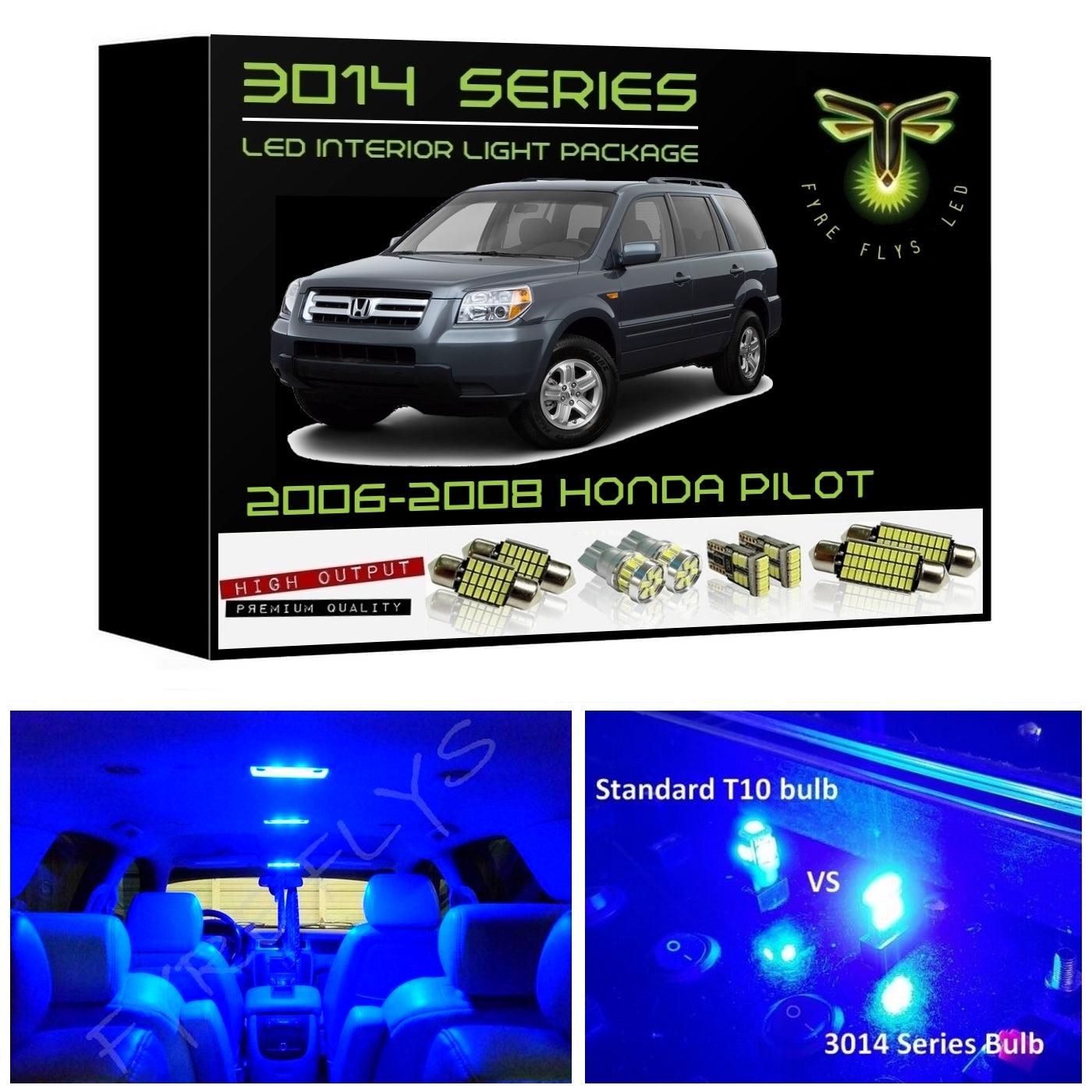 2006-2008 Honda Pilot Super Bright 3014 Series LED interior light kit
