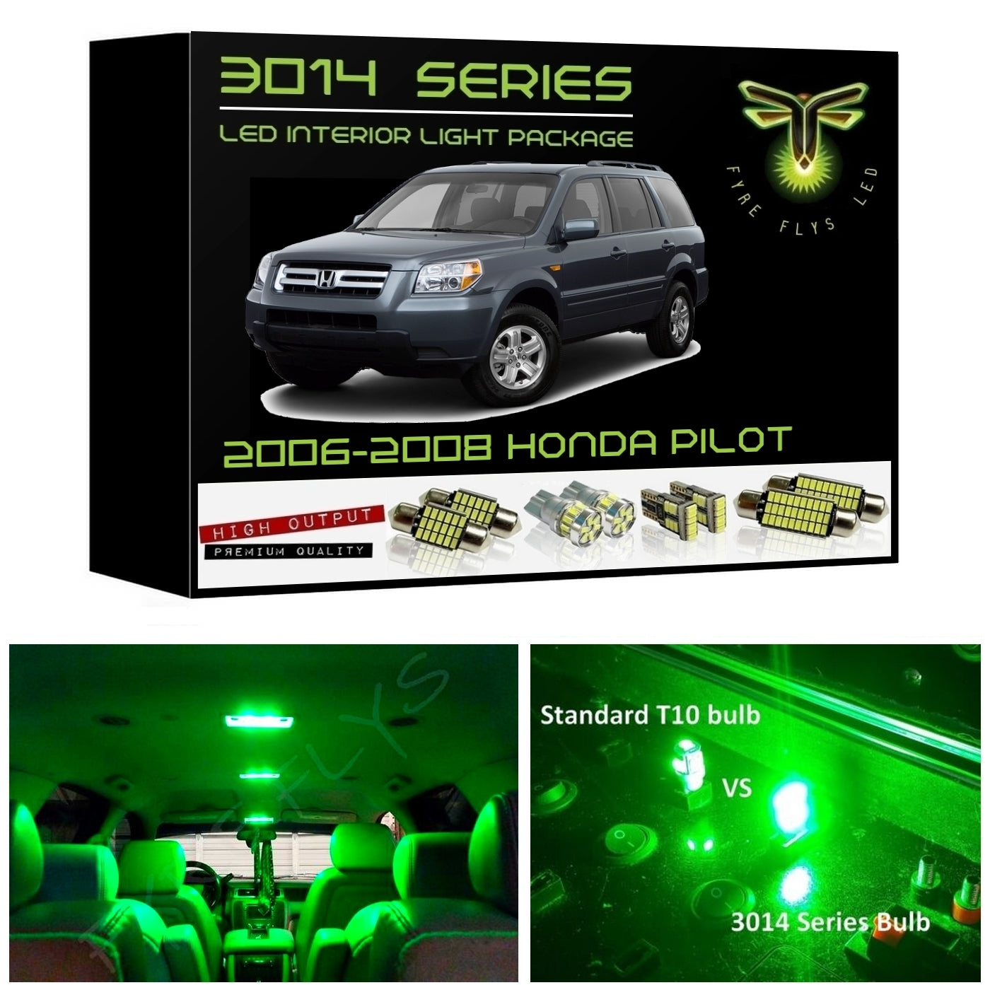 2006-2008 Honda Pilot Super Bright 3014 Series LED interior light kit