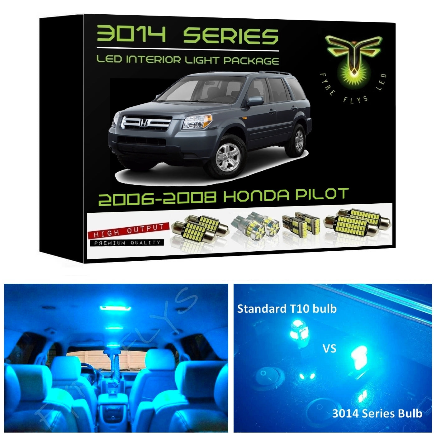2006-2008 Honda Pilot Super Bright 3014 Series LED interior light kit