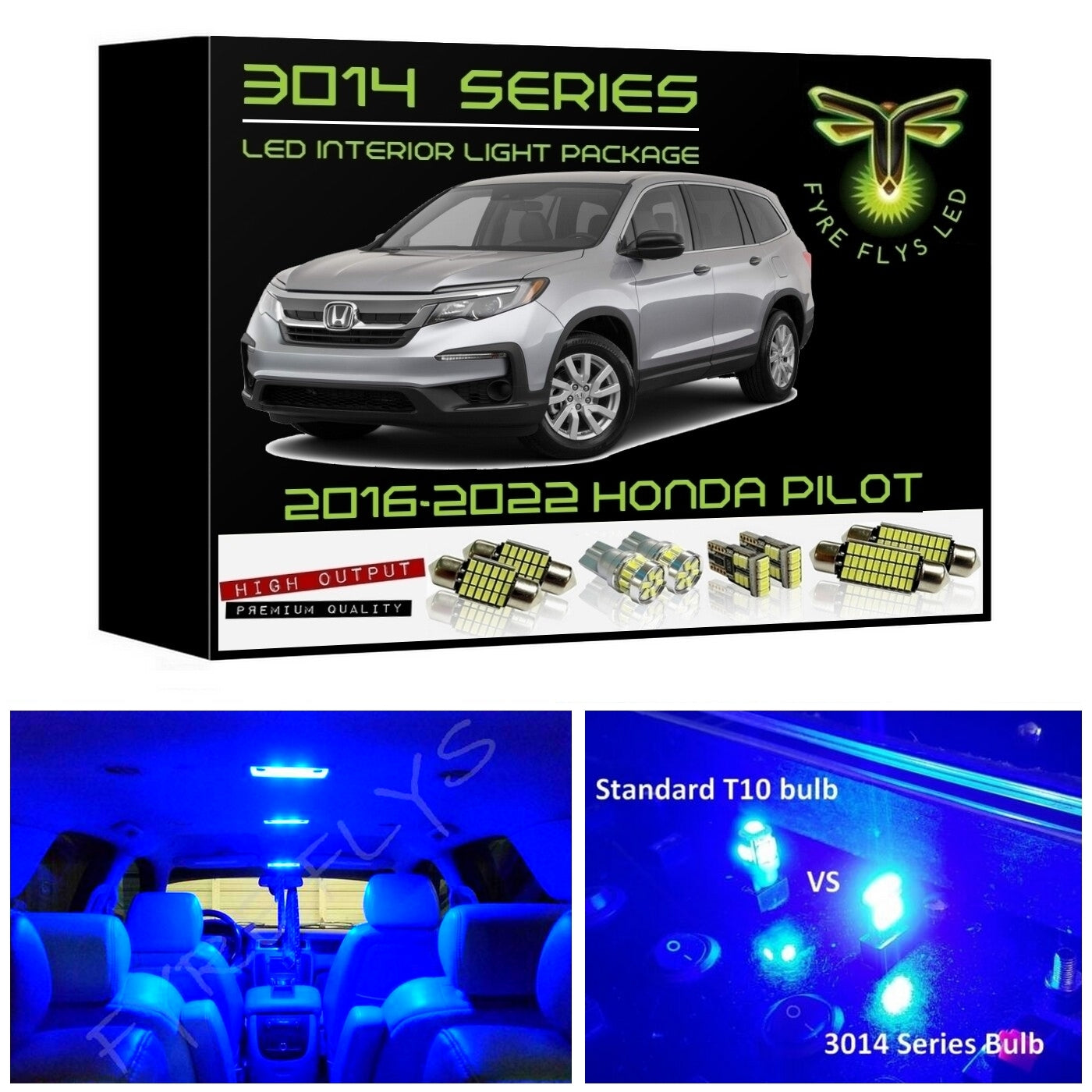 2016-2022 Honda Pilot Super Bright 3014 Series LED interior light kit
