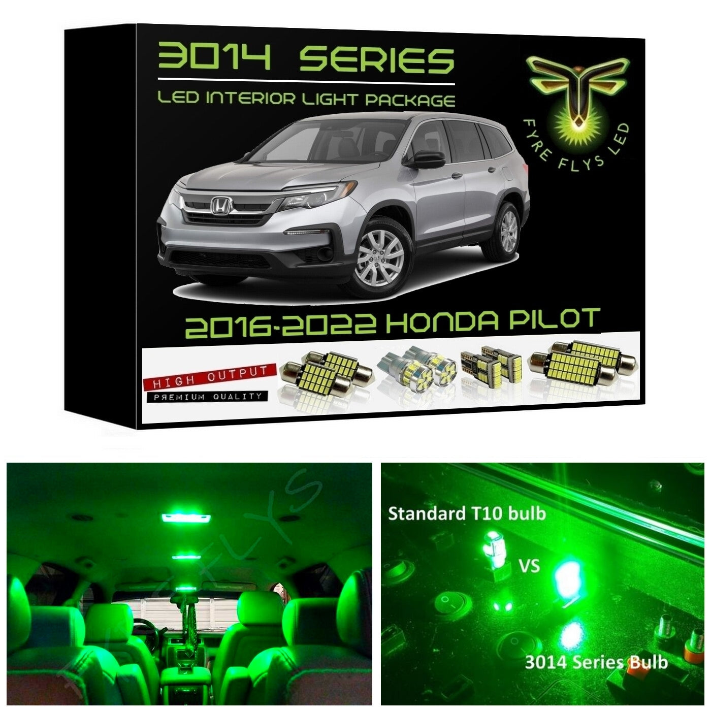 2016-2022 Honda Pilot Super Bright 3014 Series LED interior light kit