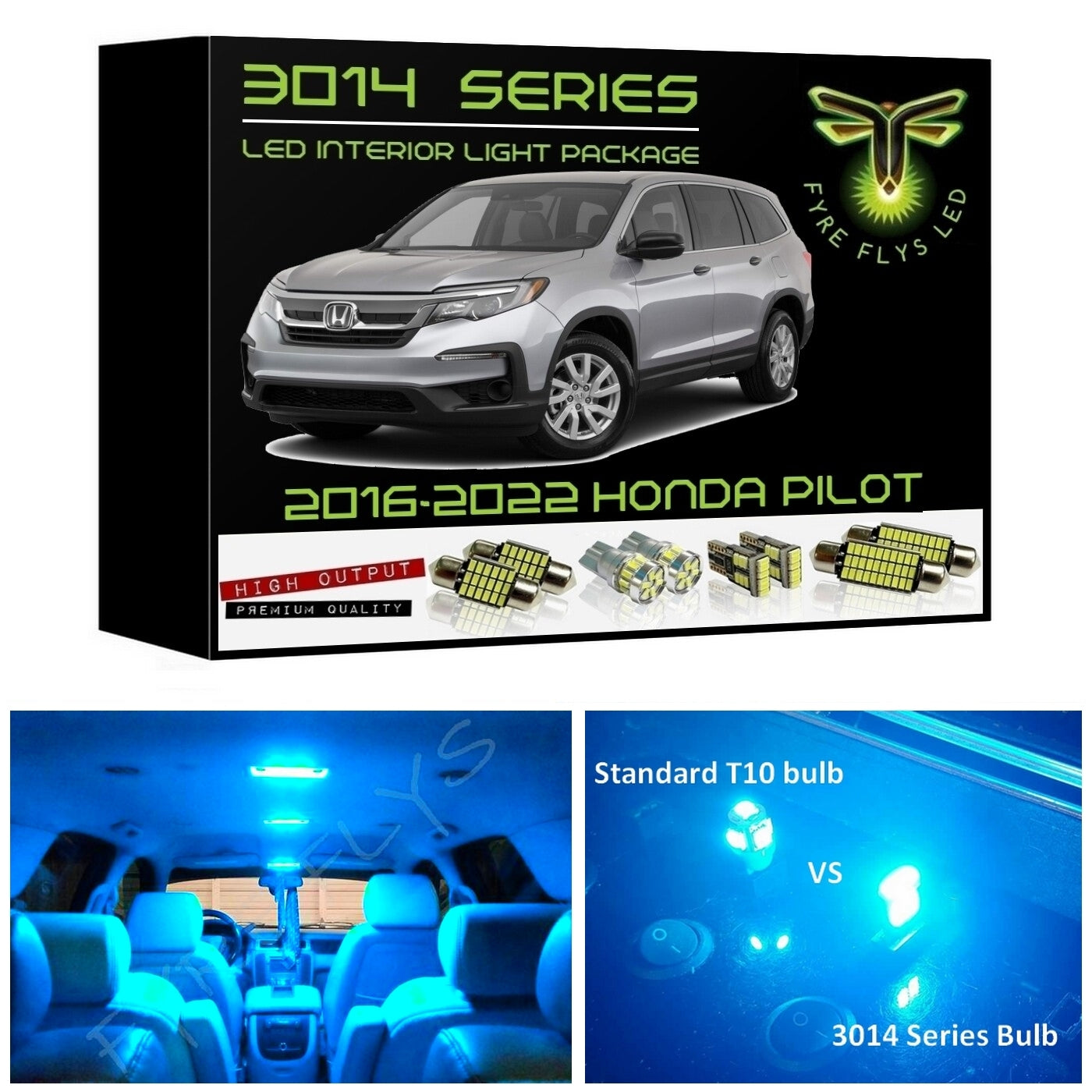 2016-2022 Honda Pilot Super Bright 3014 Series LED interior light kit