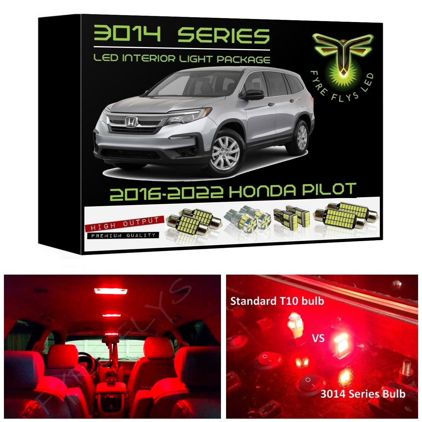 2016-2022 Honda Pilot Super Bright 3014 Series LED interior light kit