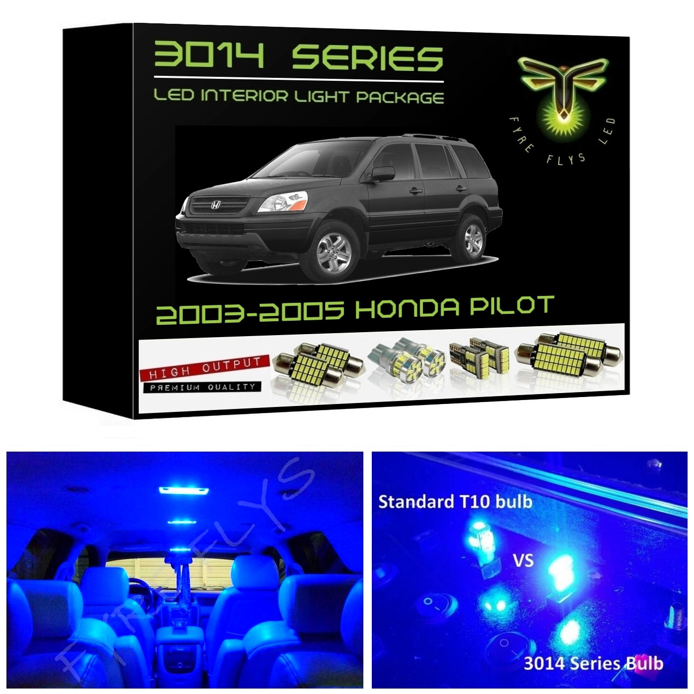 2003-2005 Honda Pilot Super Bright 3014 Series LED interior light kit