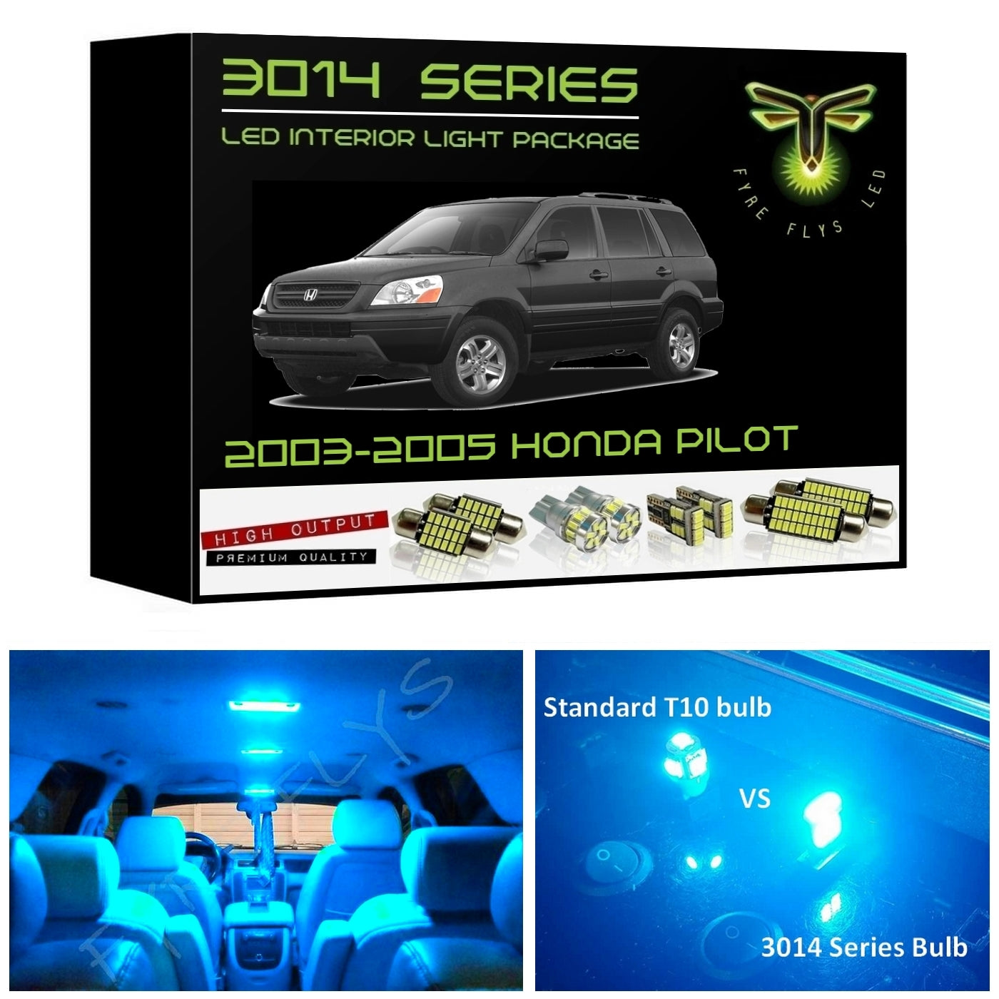 2003-2005 Honda Pilot Super Bright 3014 Series LED interior light kit