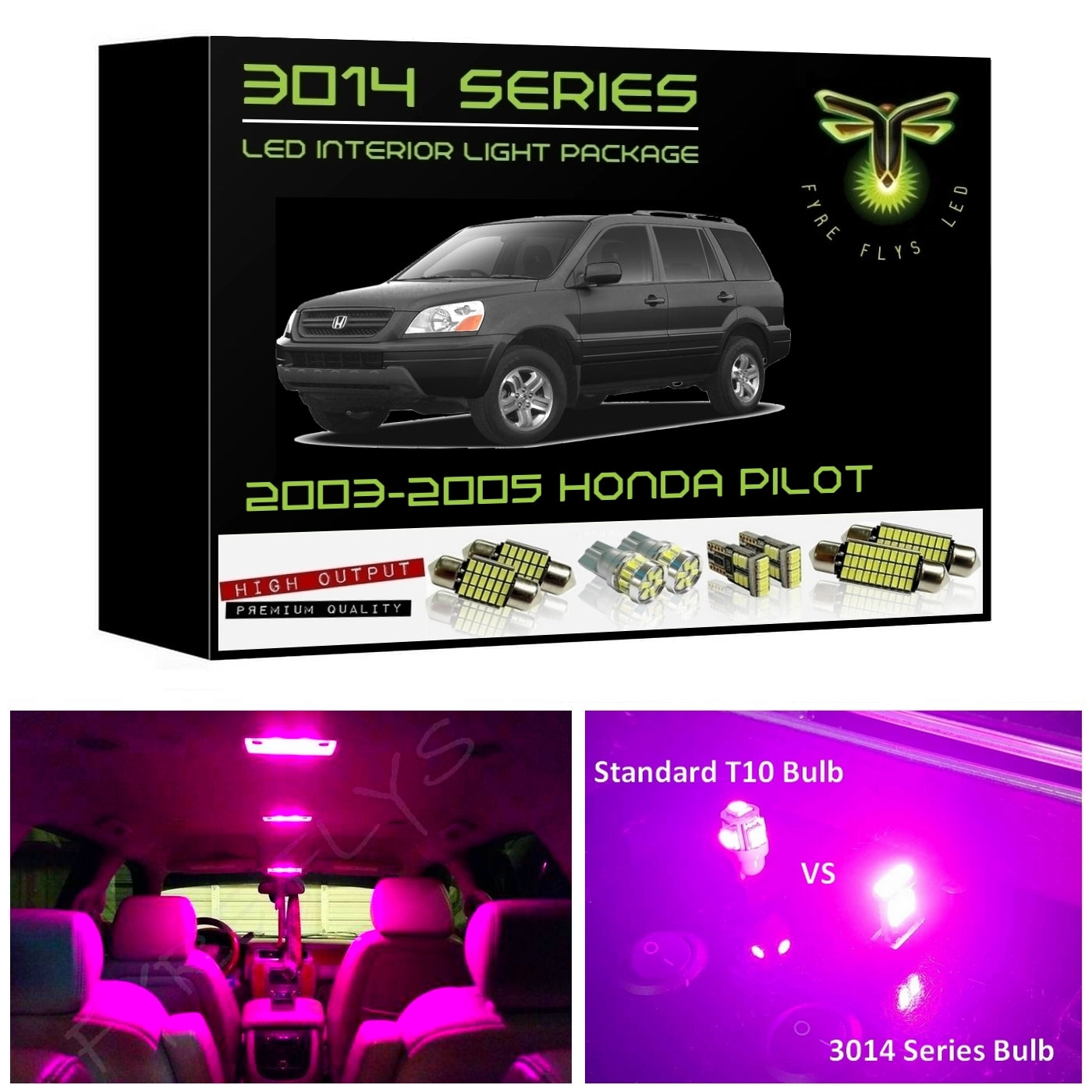 2003-2005 Honda Pilot Super Bright 3014 Series LED interior light kit