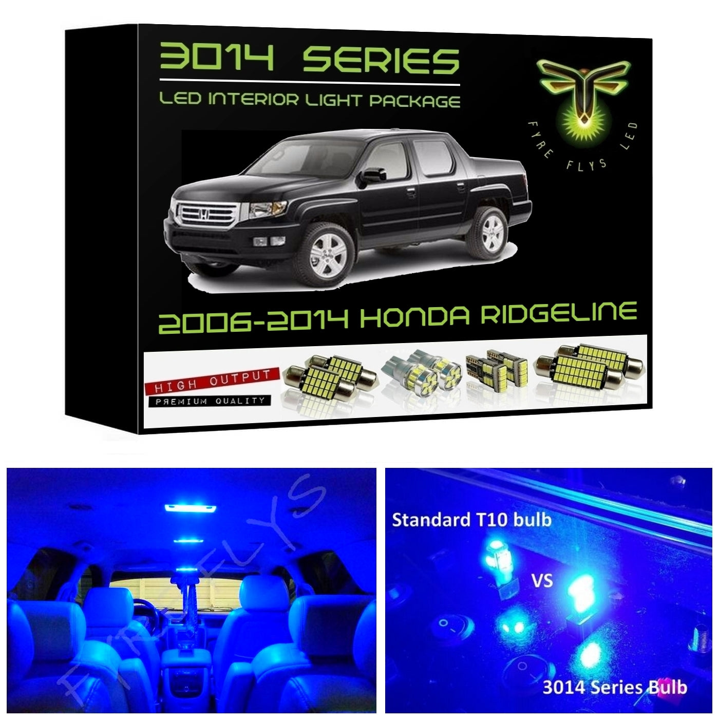 2006-2014 Honda Ridgeline Super Bright 3014 Series LED interior light kit