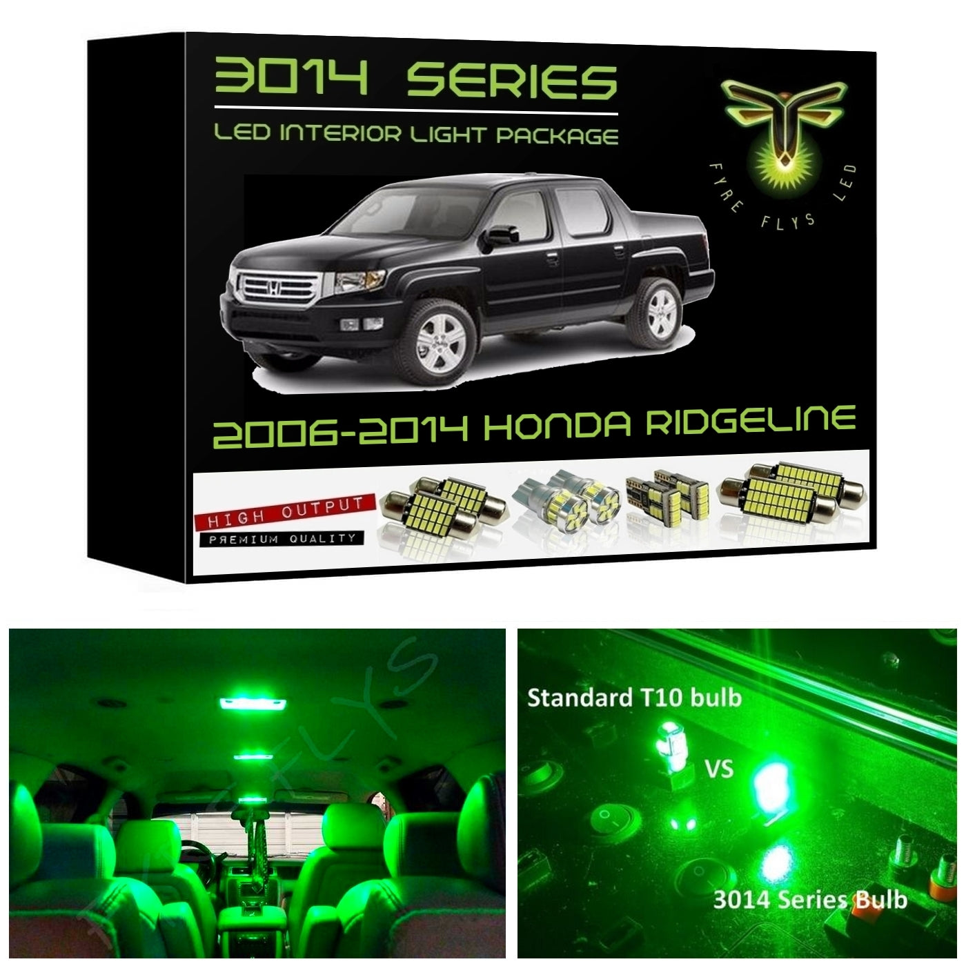 2006-2014 Honda Ridgeline Super Bright 3014 Series LED interior light kit