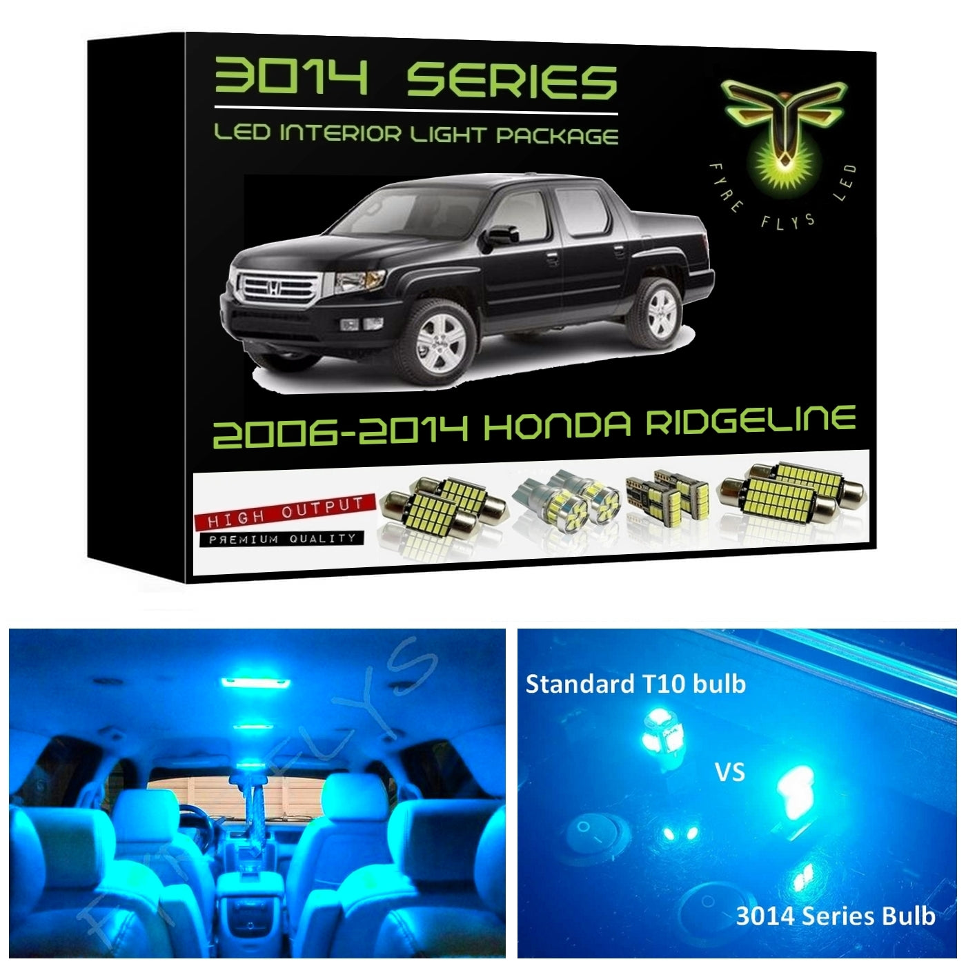 2006-2014 Honda Ridgeline Super Bright 3014 Series LED interior light kit