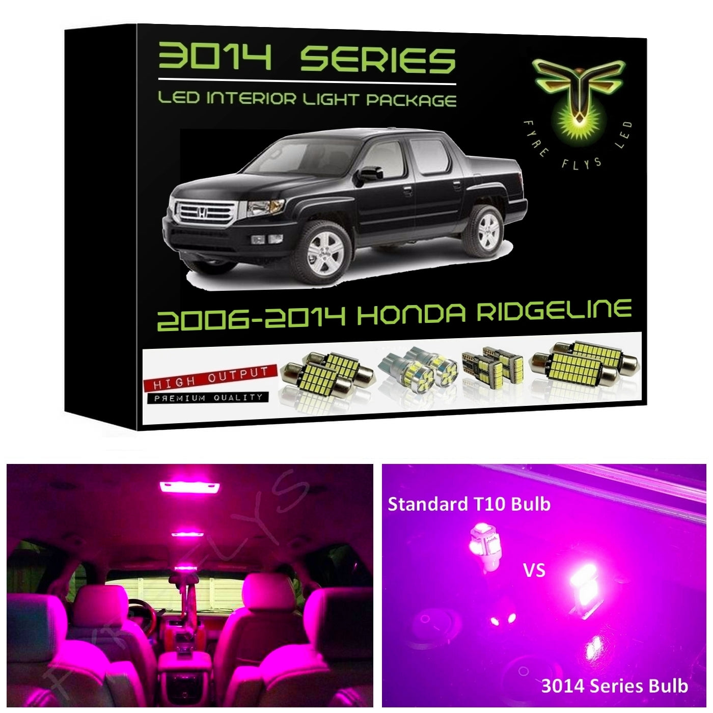 2006-2014 Honda Ridgeline Super Bright 3014 Series LED interior light kit