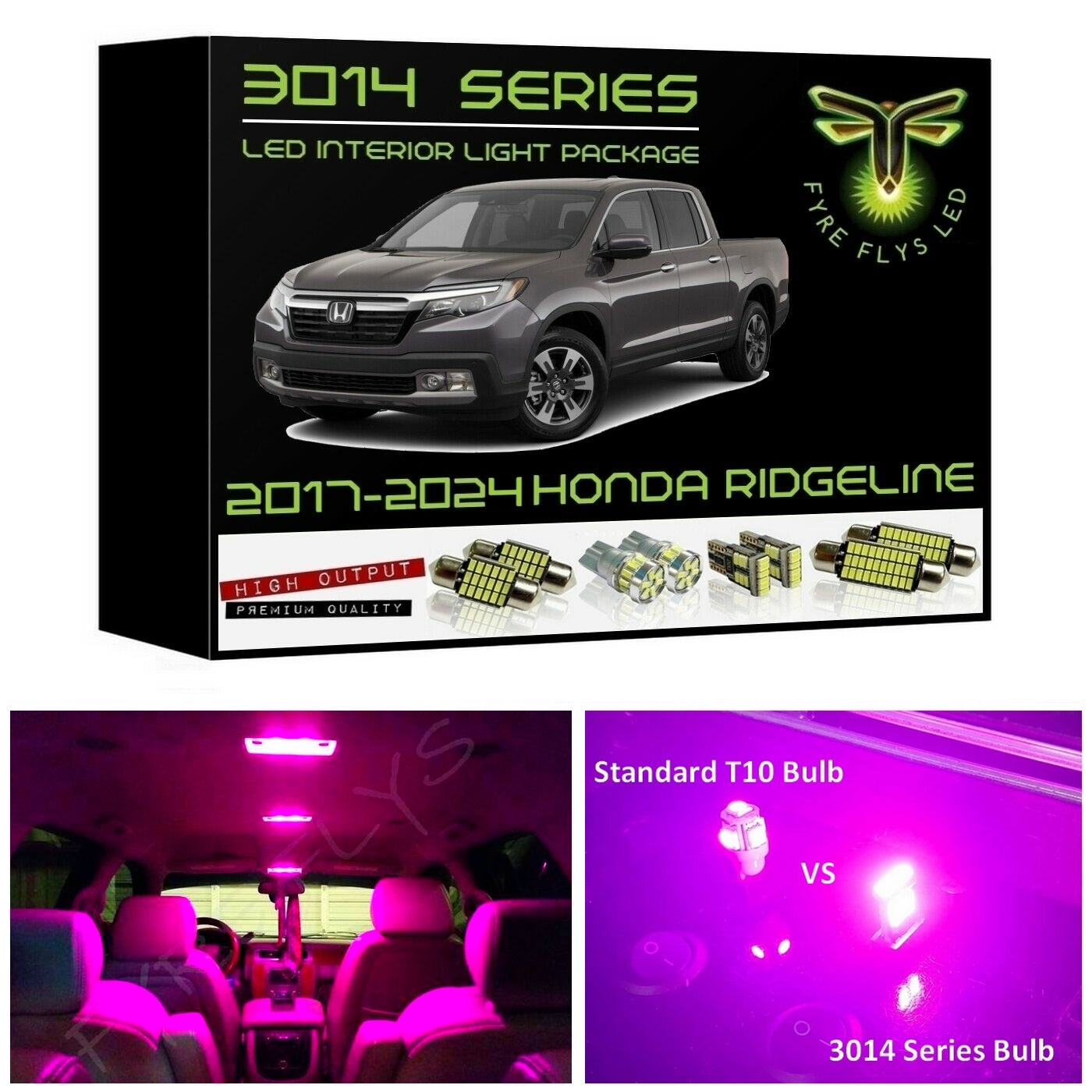 2017-2024 Honda Ridgeline Super bright 3014 Series LED interior light kit