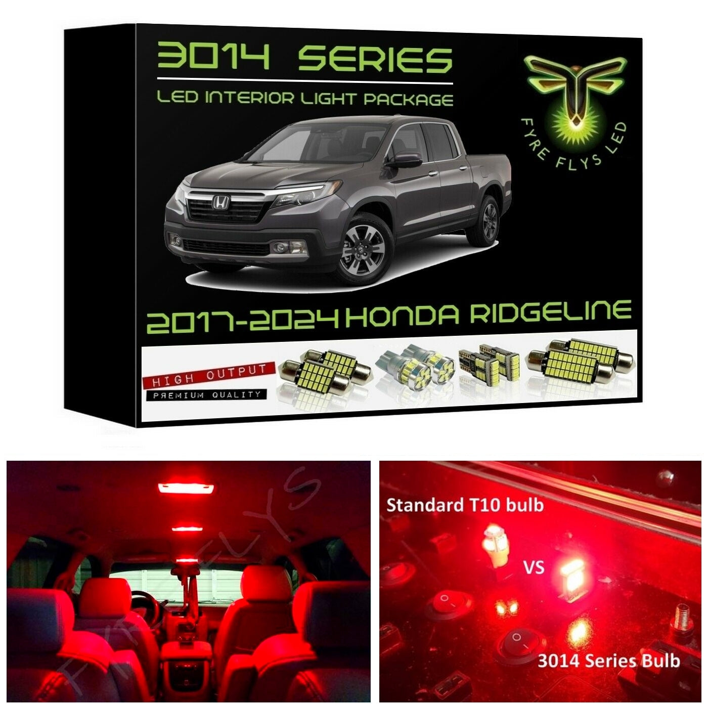 2017-2024 Honda Ridgeline Super bright 3014 Series LED interior light kit