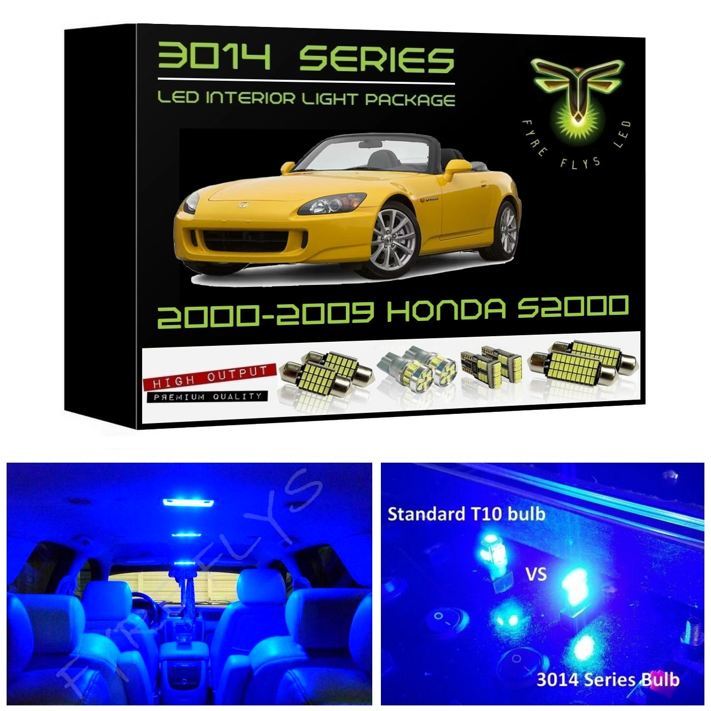 2000-2009 Honda S2000 S2K Super Bright 3014 Series LED interior light kit