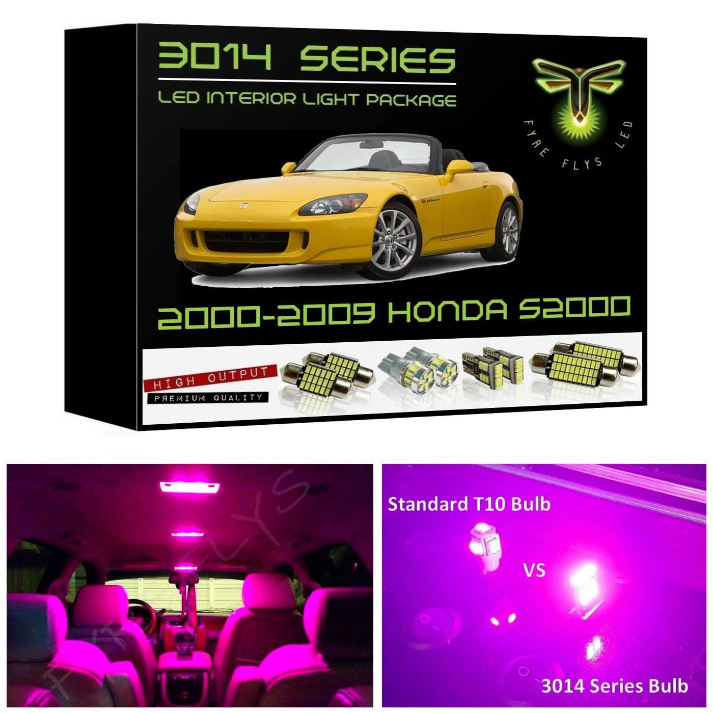 2000-2009 Honda S2000 S2K Super Bright 3014 Series LED interior light kit