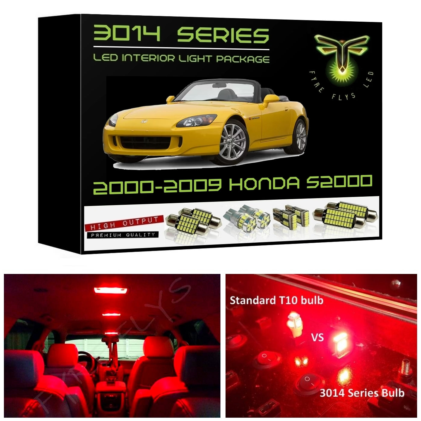 2000-2009 Honda S2000 S2K Super Bright 3014 Series LED interior light kit