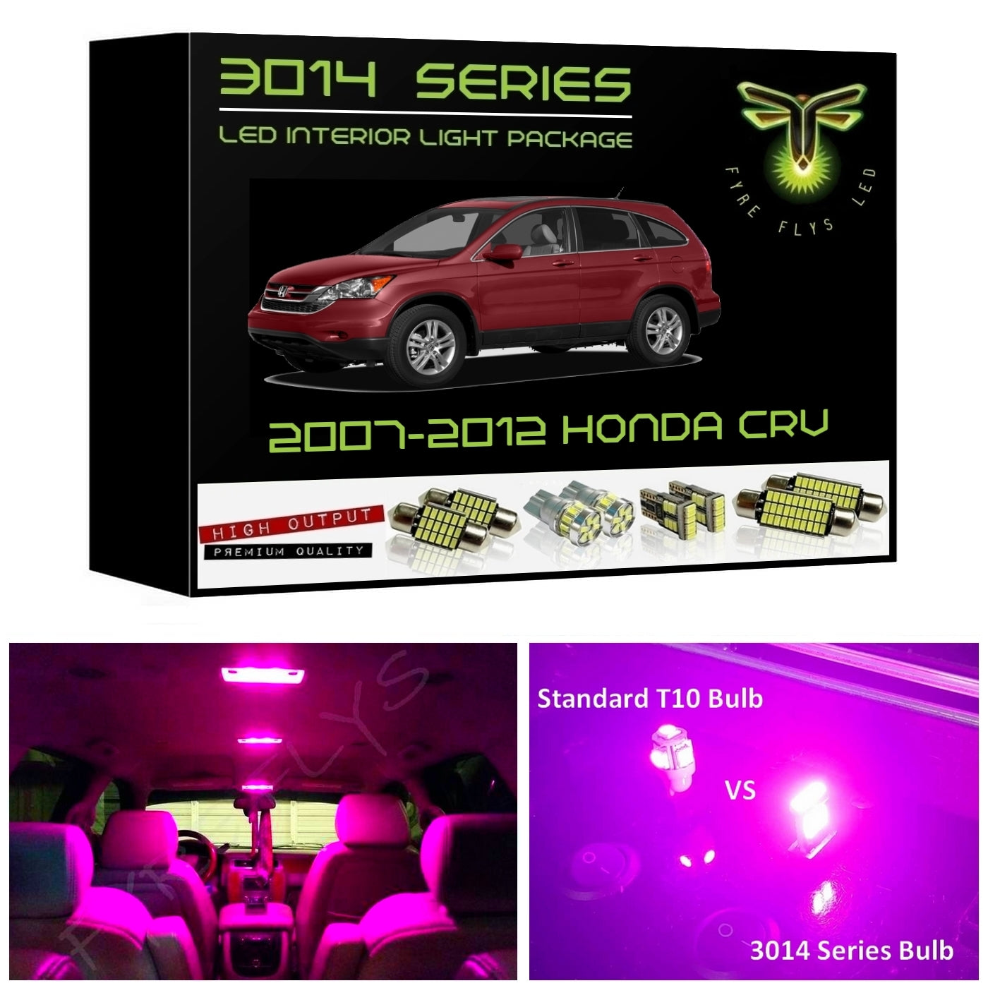 2007-2012 Honda CR-V Super Bright 3014 Series LED interior light kit