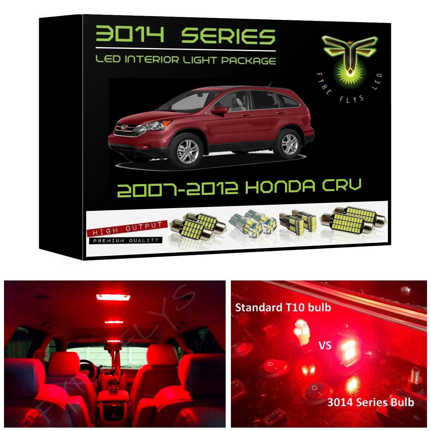 2007-2012 Honda CR-V Super Bright 3014 Series LED interior light kit