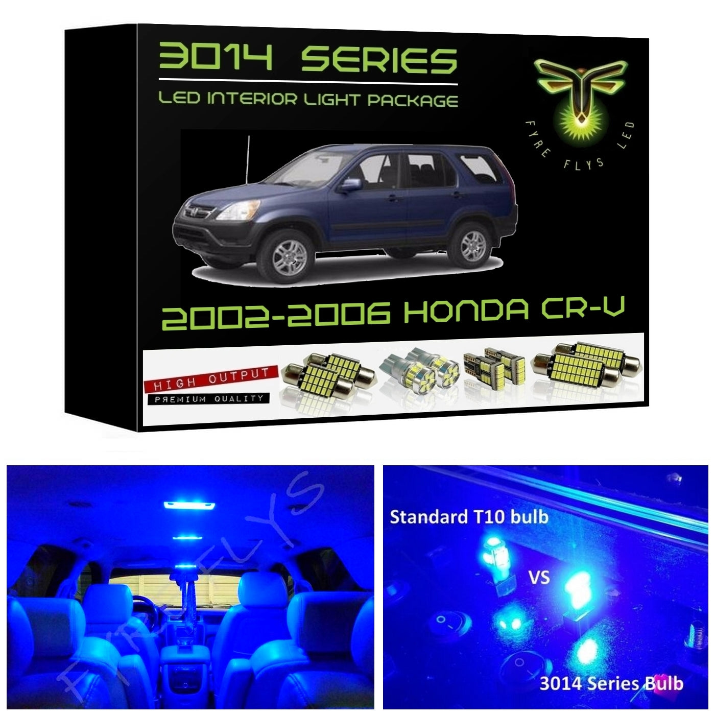 2002-2006 Honda CR-V Super Bright 3014 Series LED interior light kit