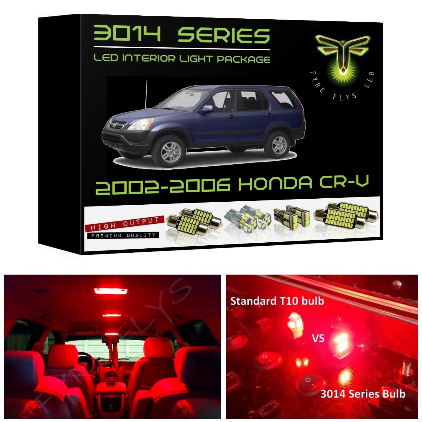 2002-2006 Honda CR-V Super Bright 3014 Series LED interior light kit