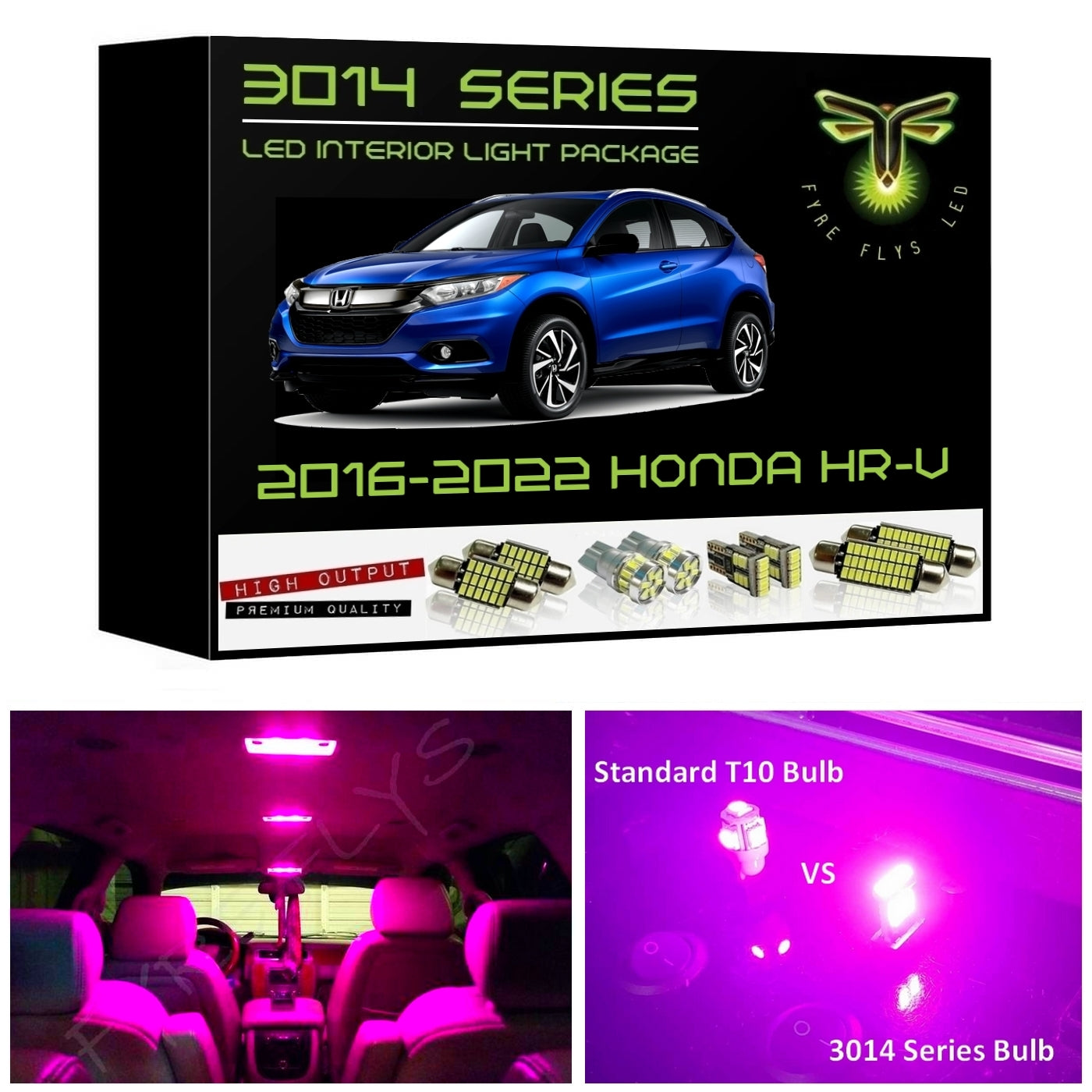 2016-2022 Honda HR-V Super Bright 3014 Series LED interior light kit