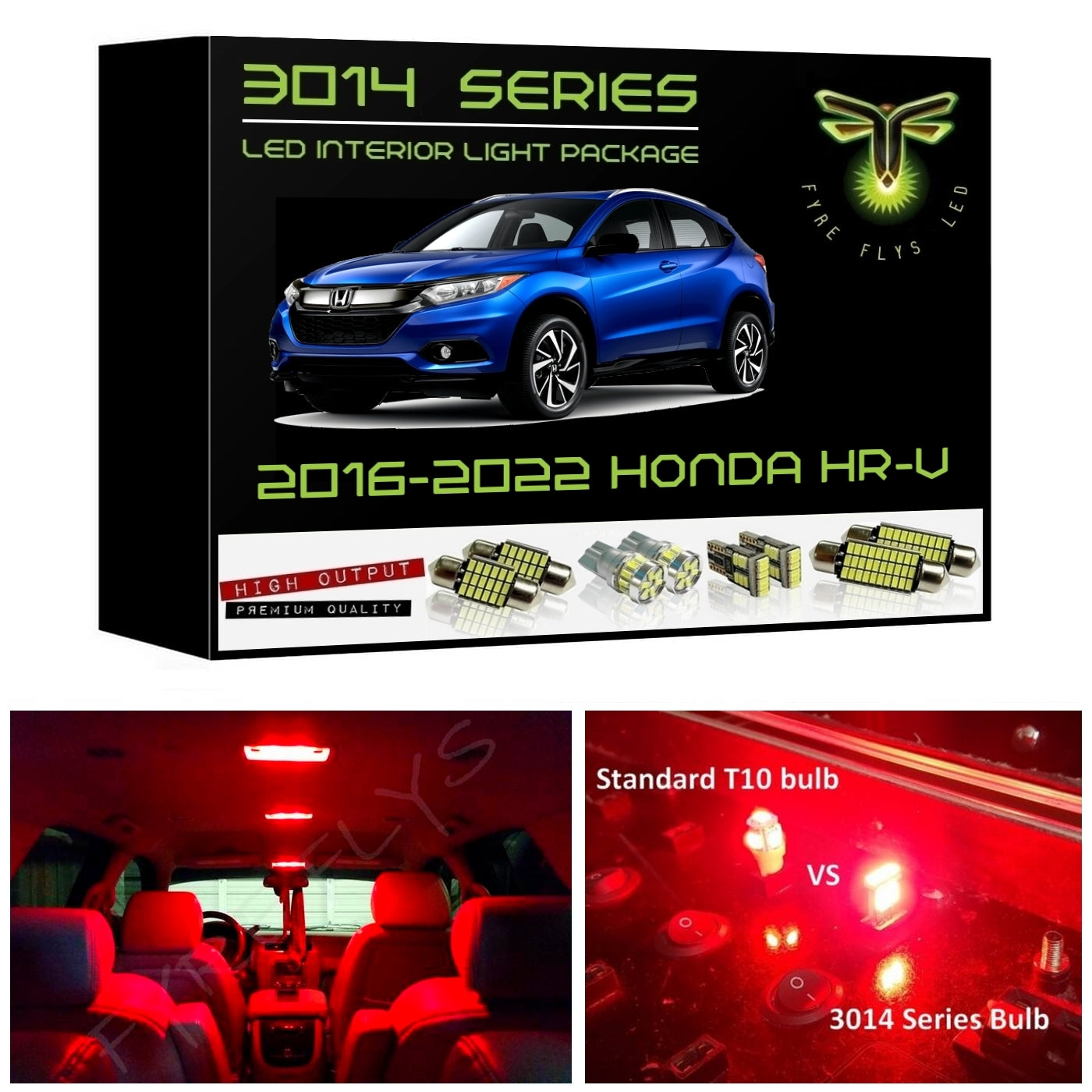 2016-2022 Honda HR-V Super Bright 3014 Series LED interior light kit
