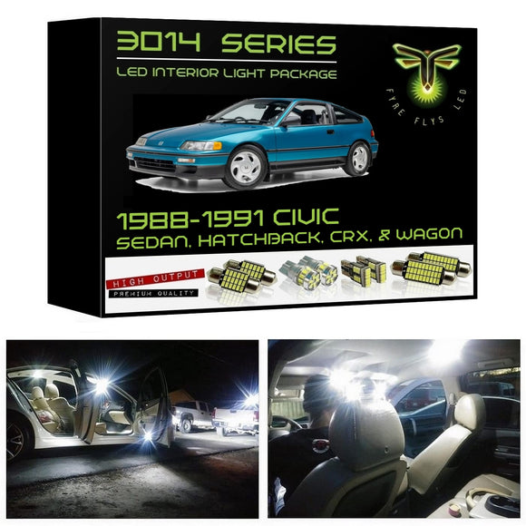 1988-1991 Honda Civic Ultra Bright LED interior light kit 3014 for Sedan, Hatchback, CRX or Wagon