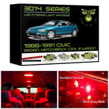 1988-1991 Honda Civic Super Bright 3014  Series LED interior light kit for Sedan, Hatchback, CRX or Wagon