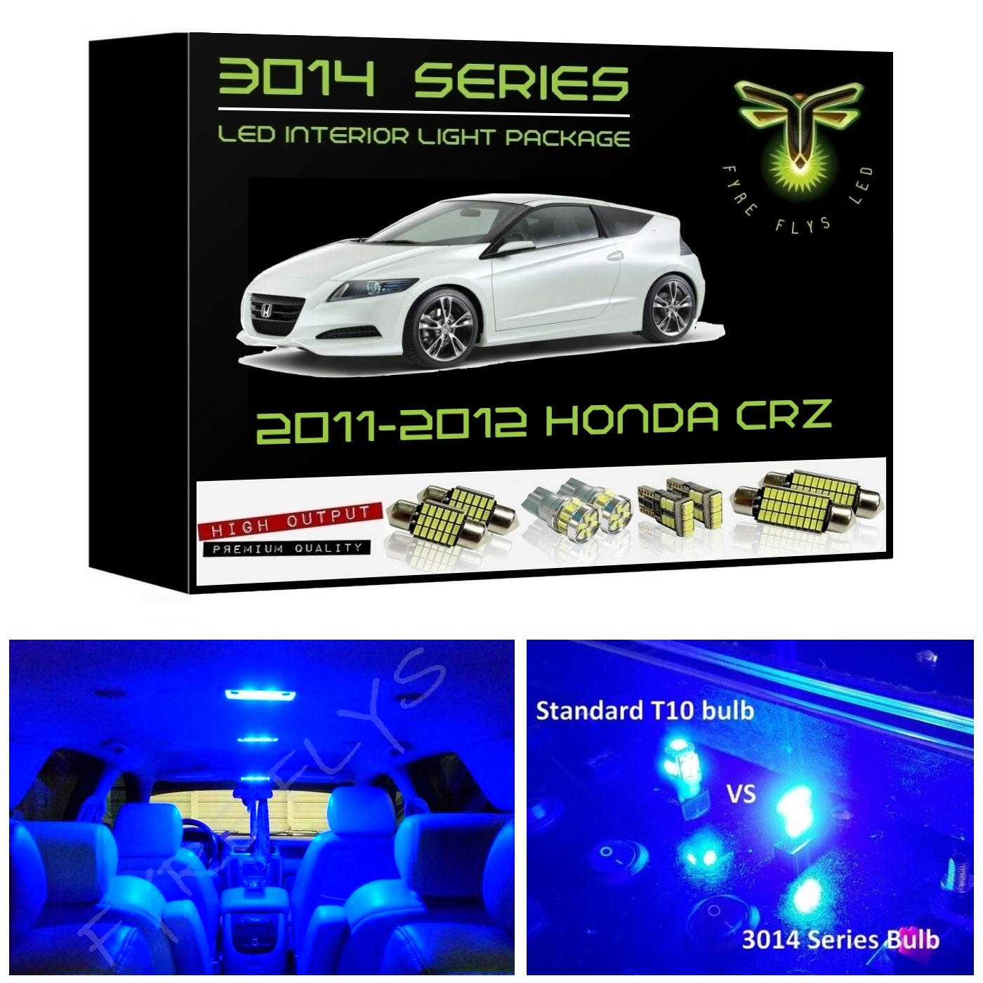 2011-2012 Honda CR-Z CRZ Super Bright 3014 Series LED interior light kit