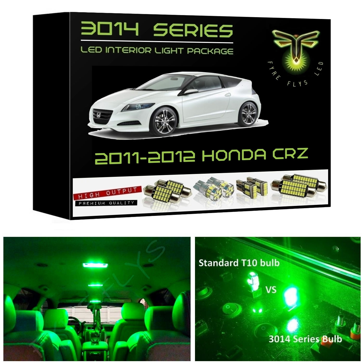 2011-2012 Honda CR-Z CRZ Super Bright 3014 Series LED interior light kit