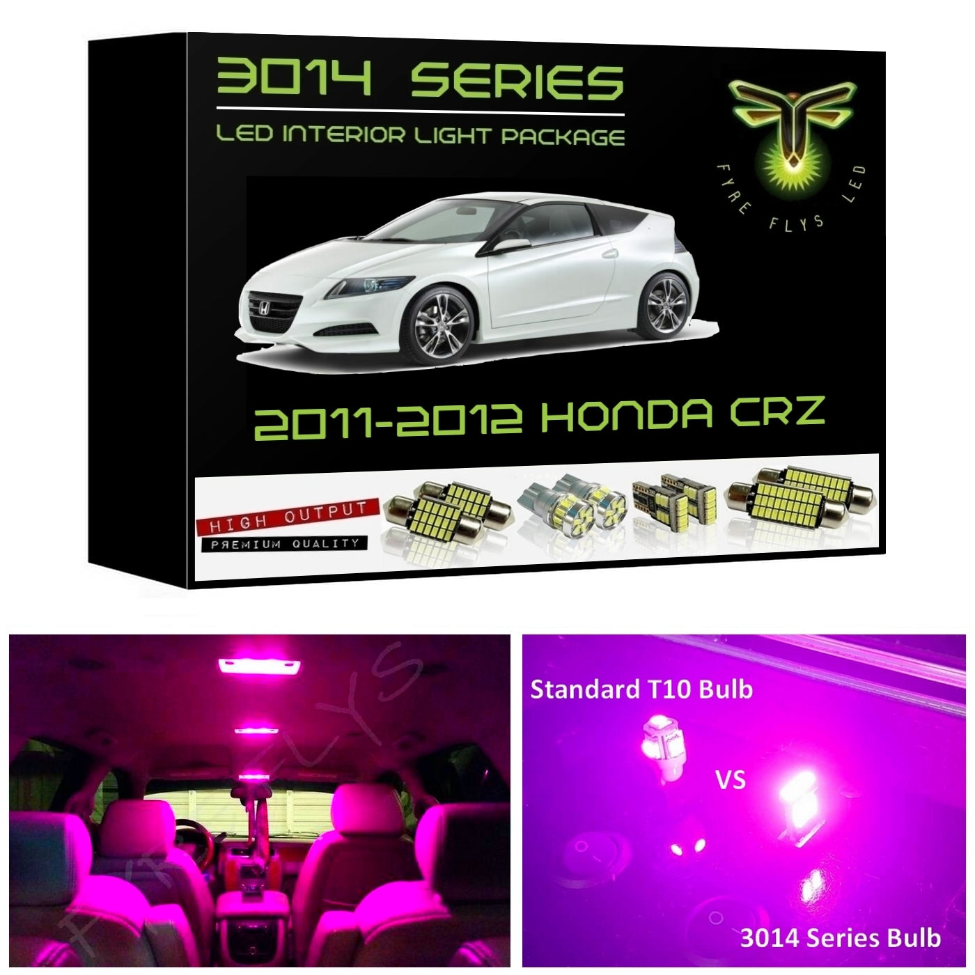 2011-2012 Honda CR-Z CRZ Super Bright 3014 Series LED interior light kit