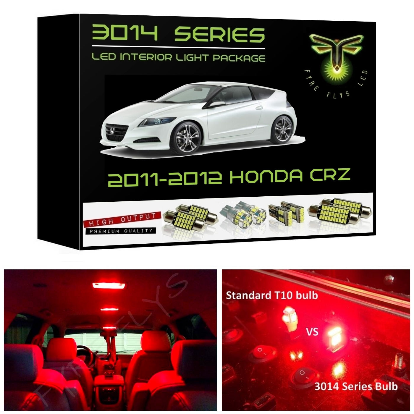 2011-2012 Honda CR-Z CRZ Super Bright 3014 Series LED interior light kit