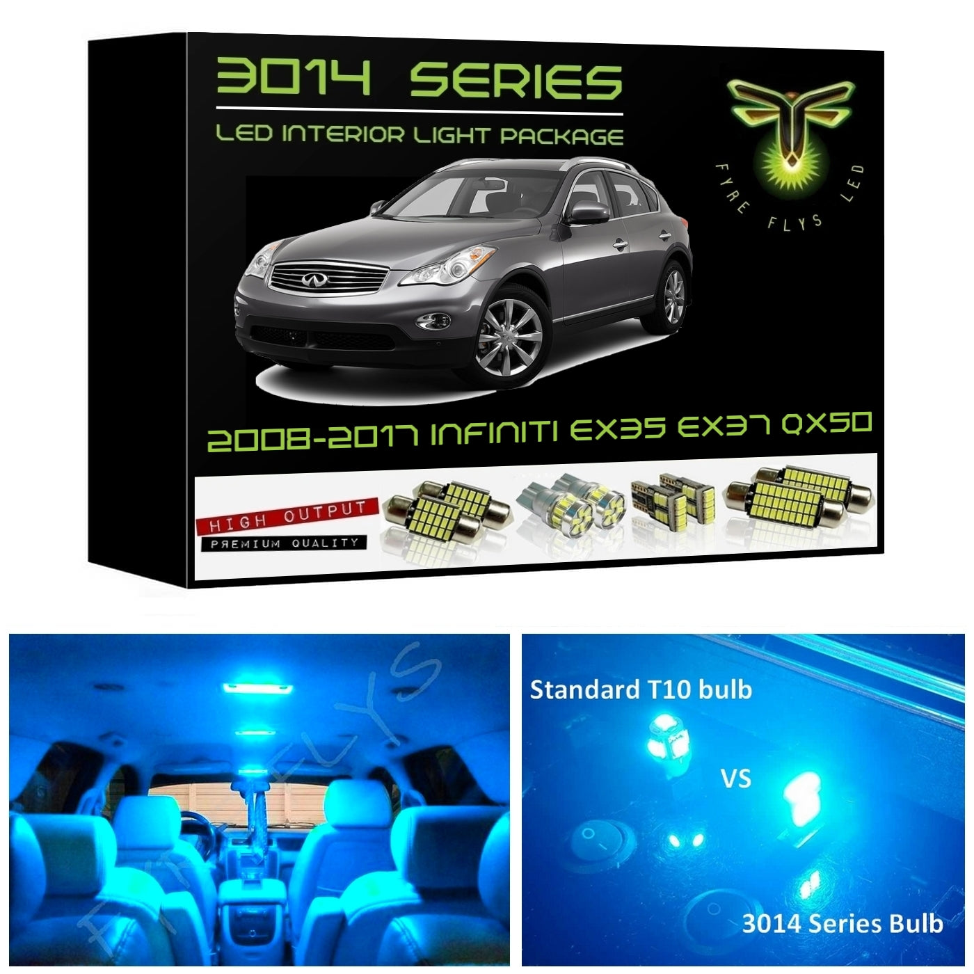2008-2017 Infiniti EX35 / EX37 / QX50 Super Bright LED interior light kit 3014 Series