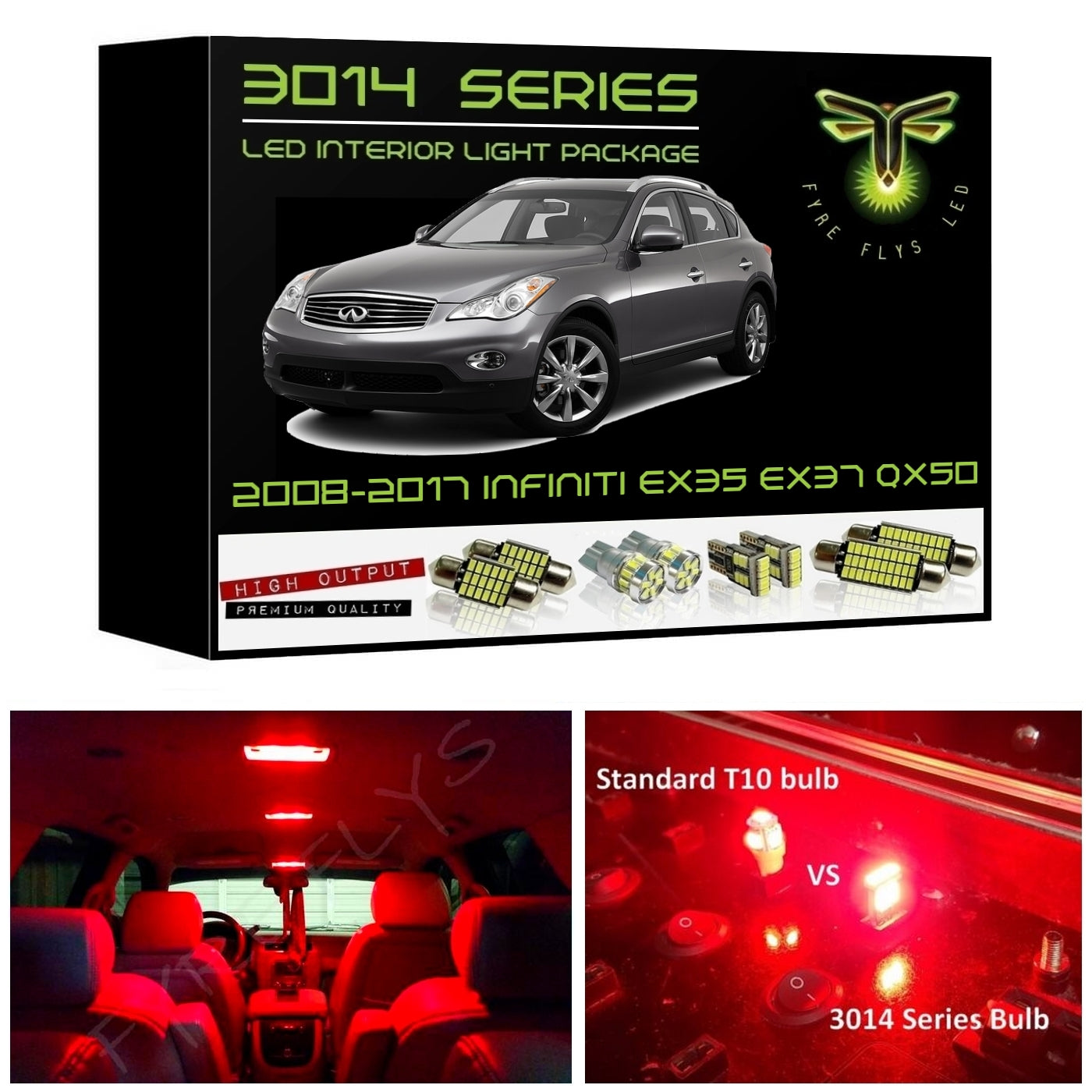 2008-2017 Infiniti EX35 / EX37 / QX50 Super Bright LED interior light kit 3014 Series