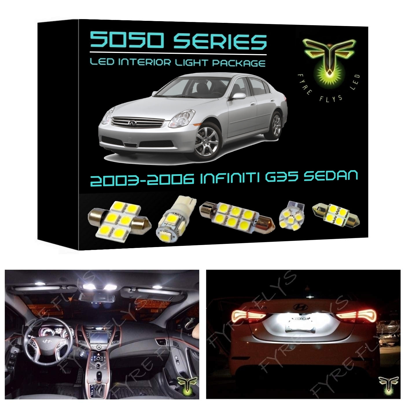 2003-2006 Infiniti G35 Sedan LED interior light kit 5050 Series