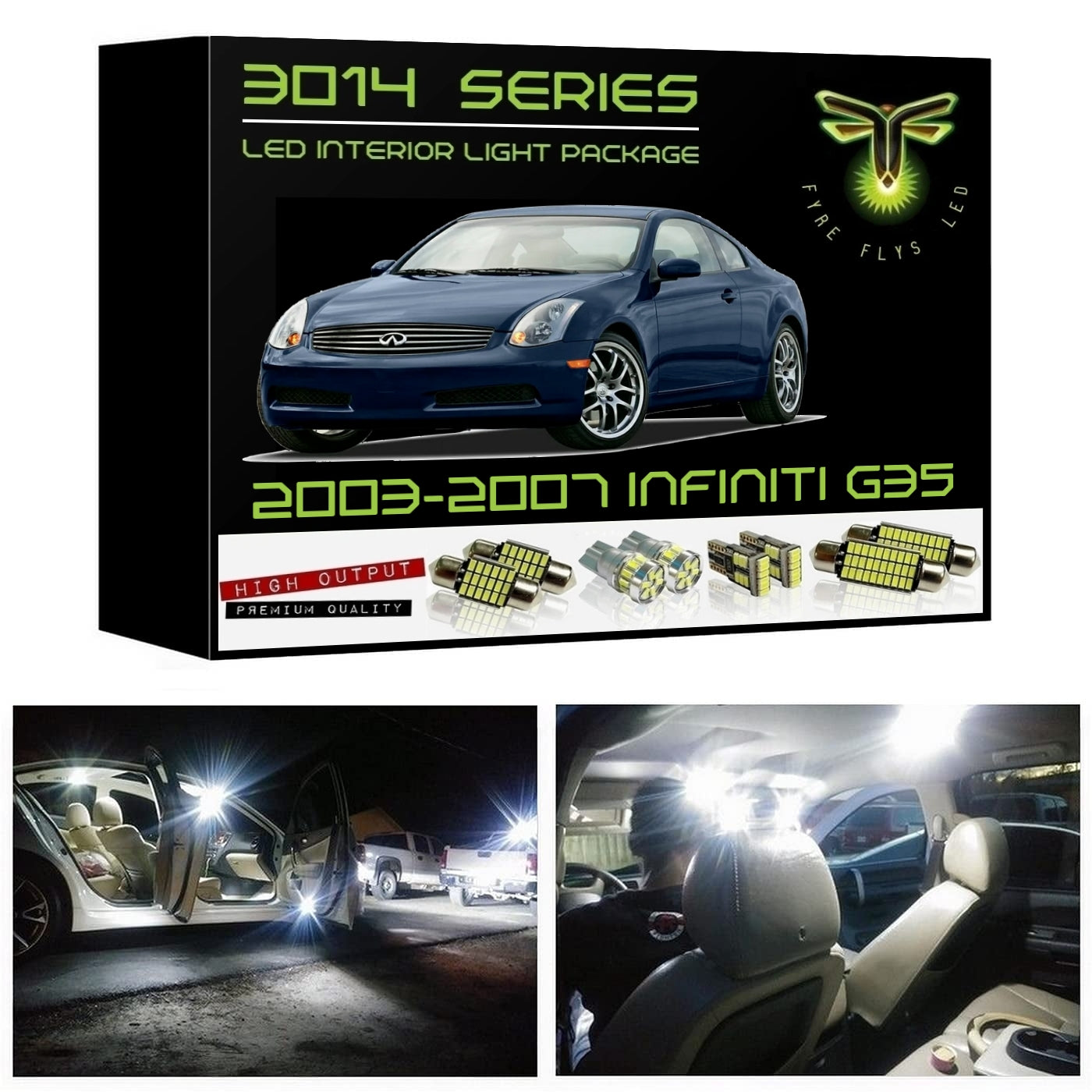 2003-2007 Infiniti G35 Coupe Super Bright 3014 Series LED interior light kit