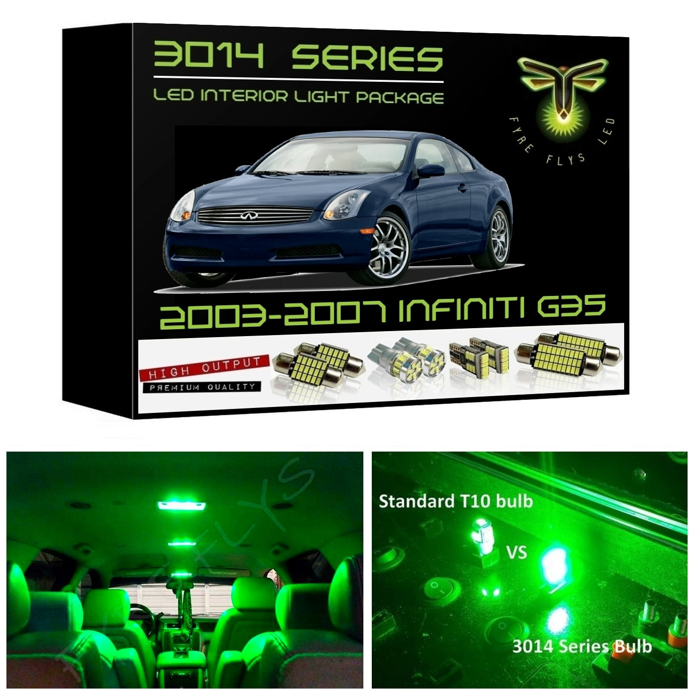 2003-2007 Infiniti G35 Coupe Super Bright 3014 Series LED interior light kit