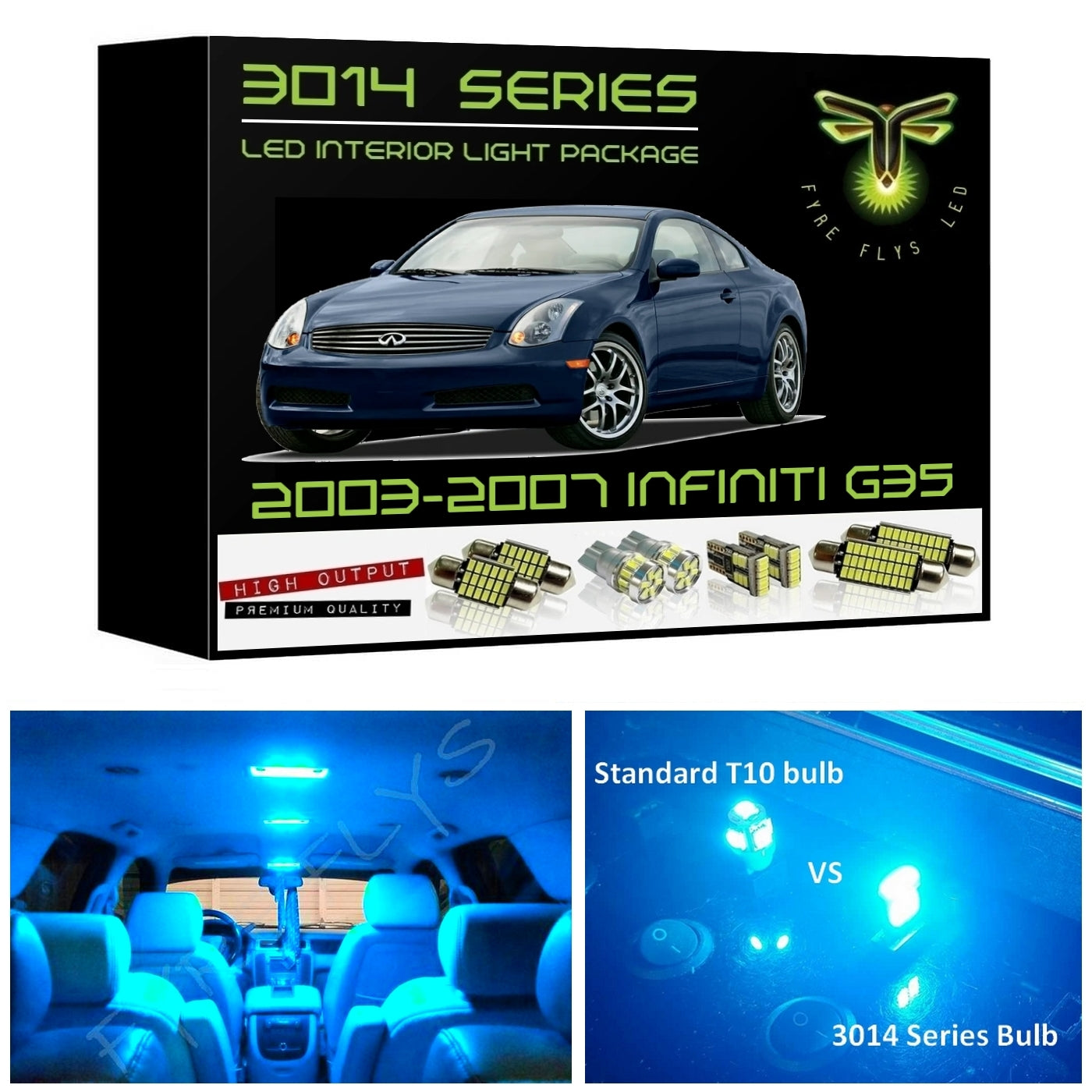 2003-2007 Infiniti G35 Coupe Super Bright 3014 Series LED interior light kit