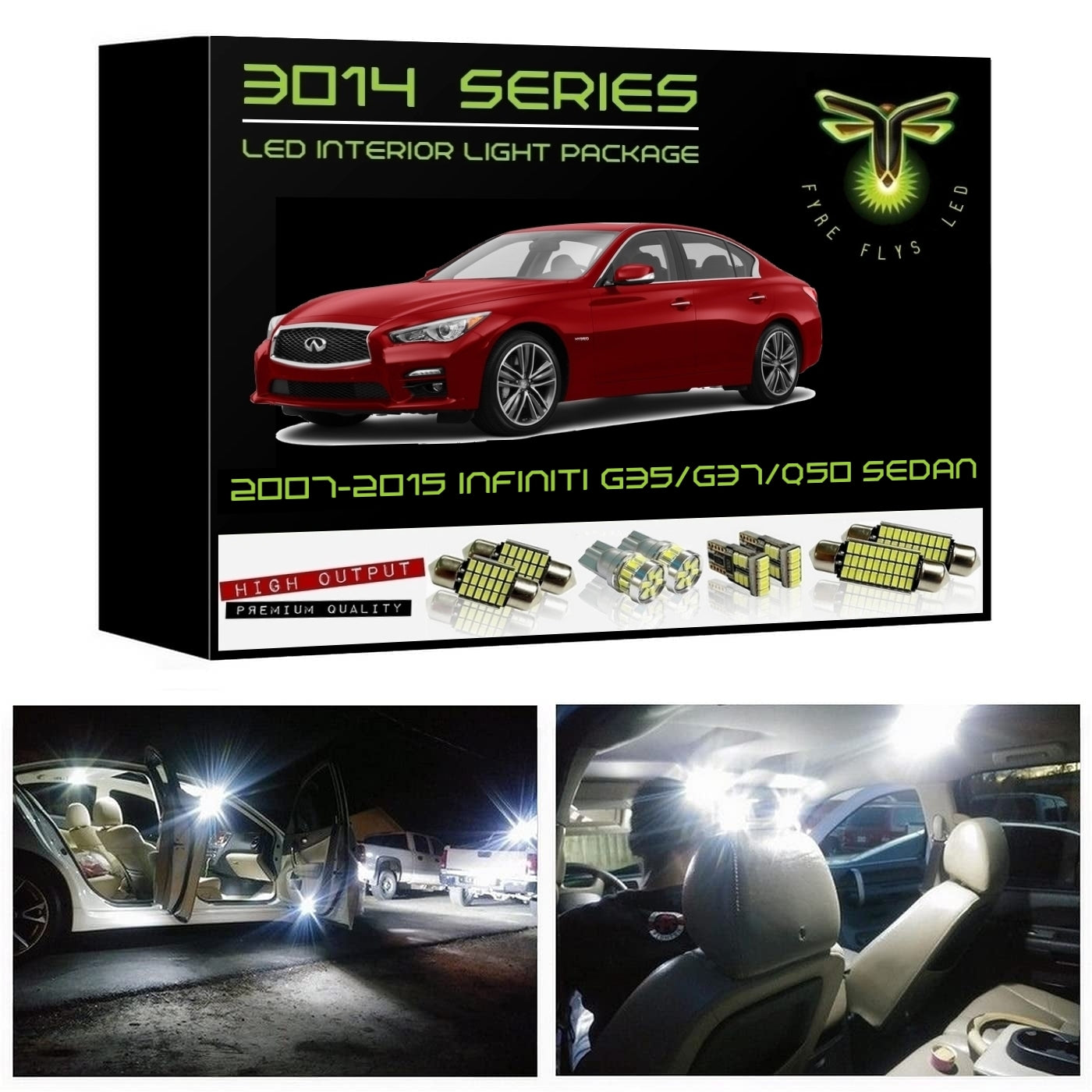 2007-2015 Infiniti G35/G37/Q50 Sedan Super Bright LED interior light kit 3014 Series