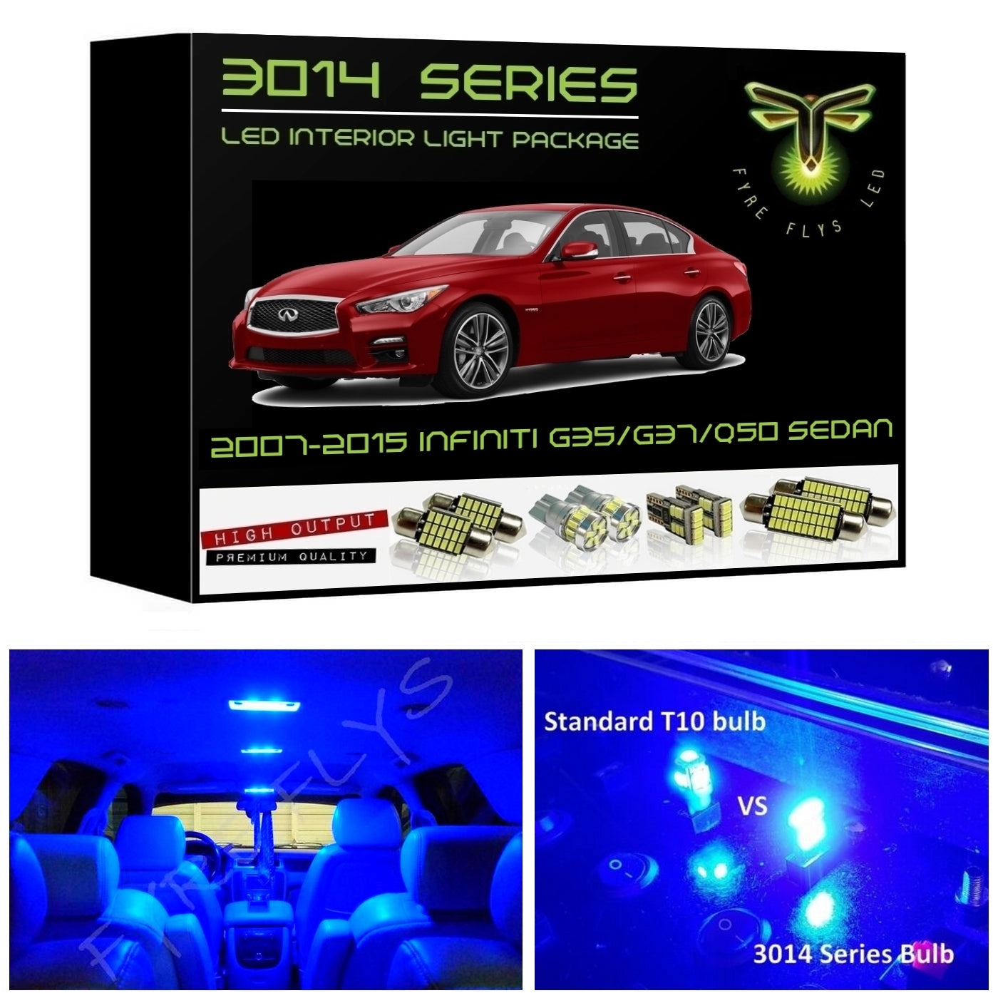2007-2015 Infiniti G35/G37/Q50 Sedan Super Bright LED interior light kit 3014 Series