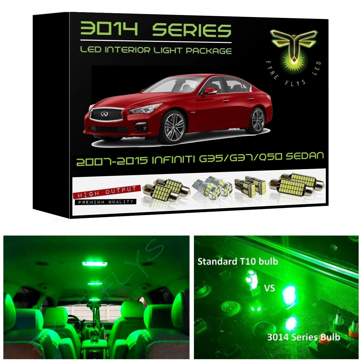 2007-2015 Infiniti G35/G37/Q50 Sedan Super Bright LED interior light kit 3014 Series